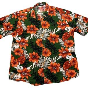JOGAL Floral Hawaiian Shirt Tropical Print‎ Button Up Short Sleeve XXL Boho